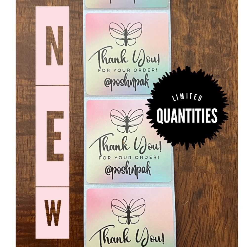 NEW🦋50 CUSTOM THANK YOU STICKERS with your Closet name- Square Glossy Finish